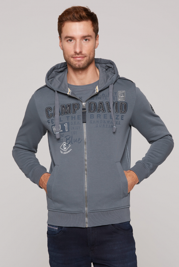 Kapuzensweatjacke mit Logo-Applikationen