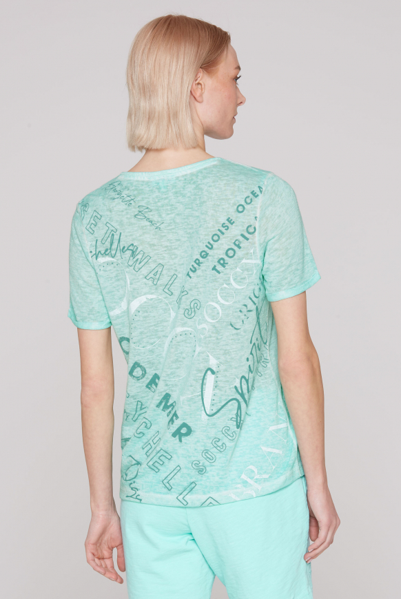 T-Shirt mit Leinen-Optik und Rücken-Print