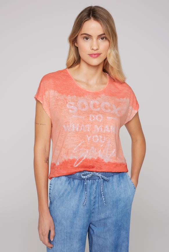 Ärmelloses Ausbrenner-Shirt mit Pailletten-Artwork peach pearl
