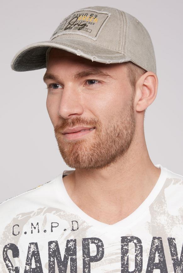 Base Cap Stone Washed mit Logo Patch beige