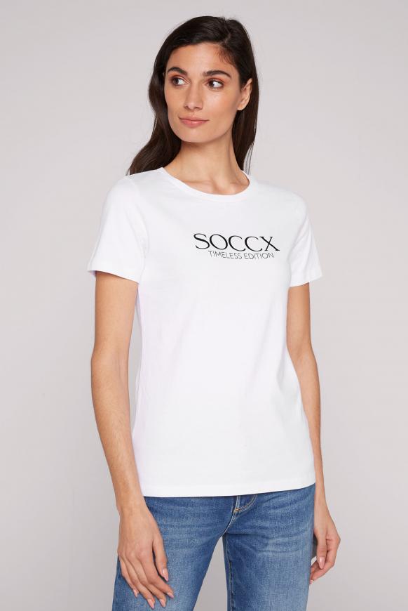 Basic T-Shirt mit Logo Print opticwhite