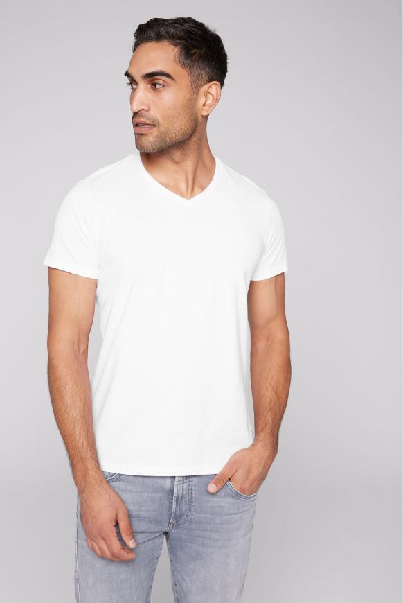 Basic T-Shirt mit V-Ausschnitt opticwhite