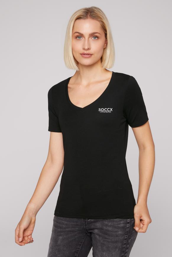 Basic T-Shirt mit V-Ausschnitt black