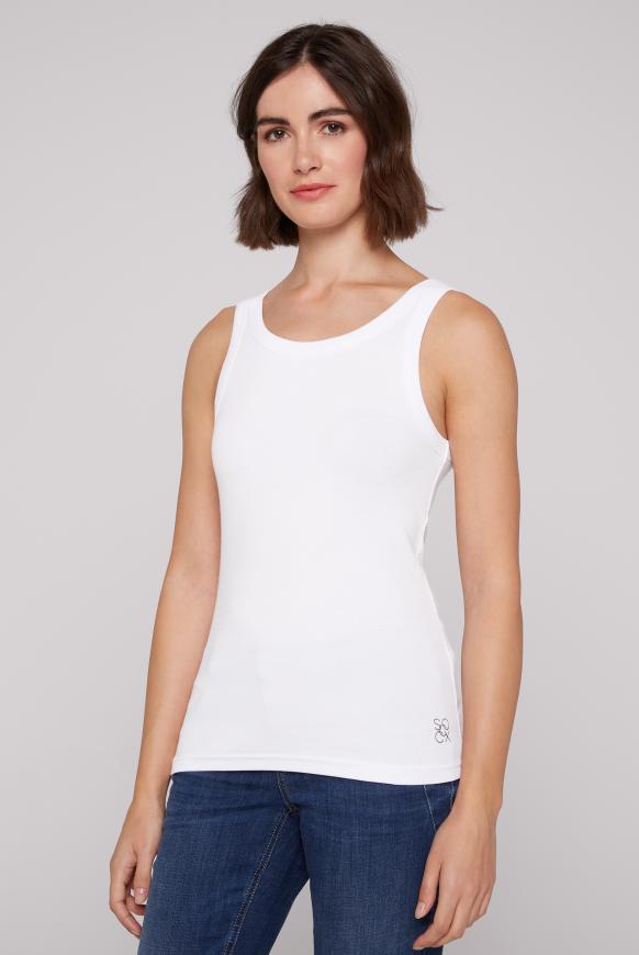 Basic Top mit Logo Print am Saum opticwhite