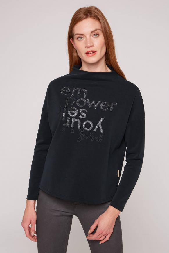 Boxy-Sweatshirt mit Glitter Print black