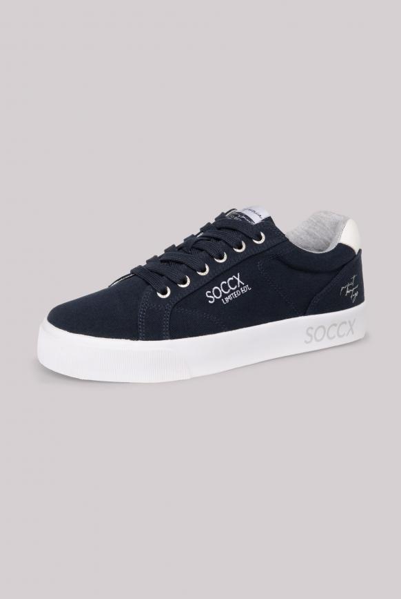 Canvas Plateau Sneaker mit Logo-Stick pacific navy