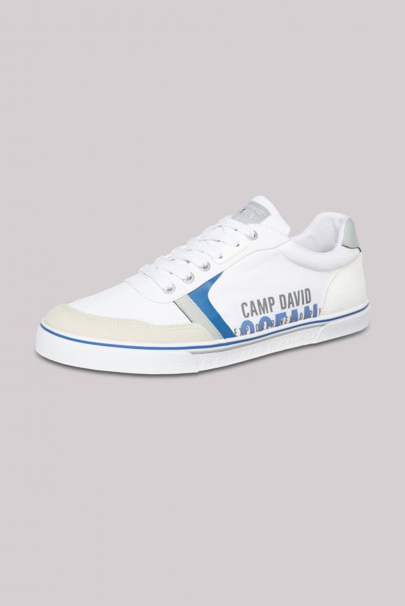 Canvas Sneaker mit Logo Print white