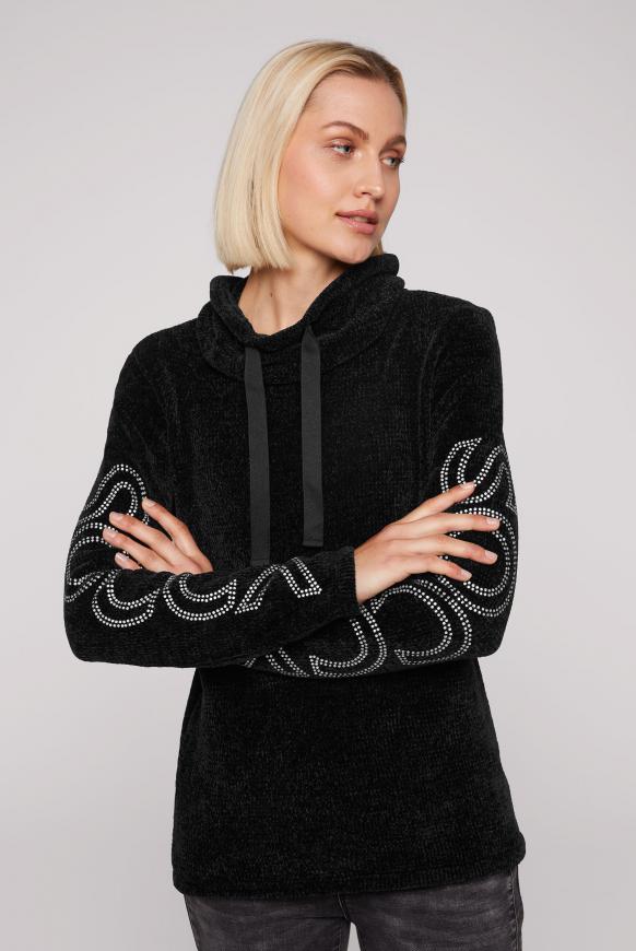 Chenille-Pullover mit Rollkragen und Logo black