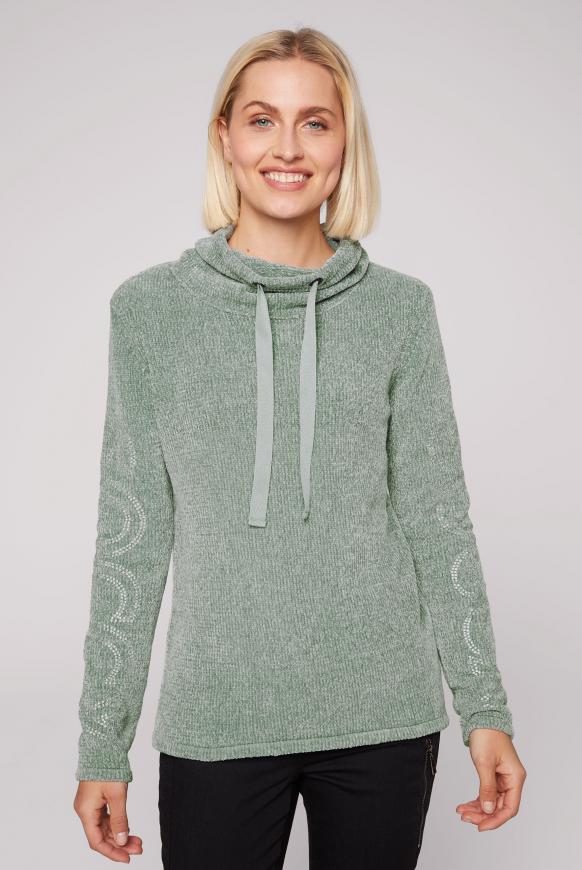 Chenille-Pullover mit Rollkragen und Logo frosted lake