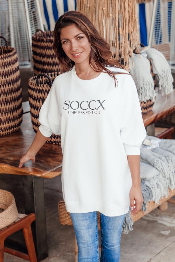 Classic Oversized Sweatshirt mit Logo Print opticwhite