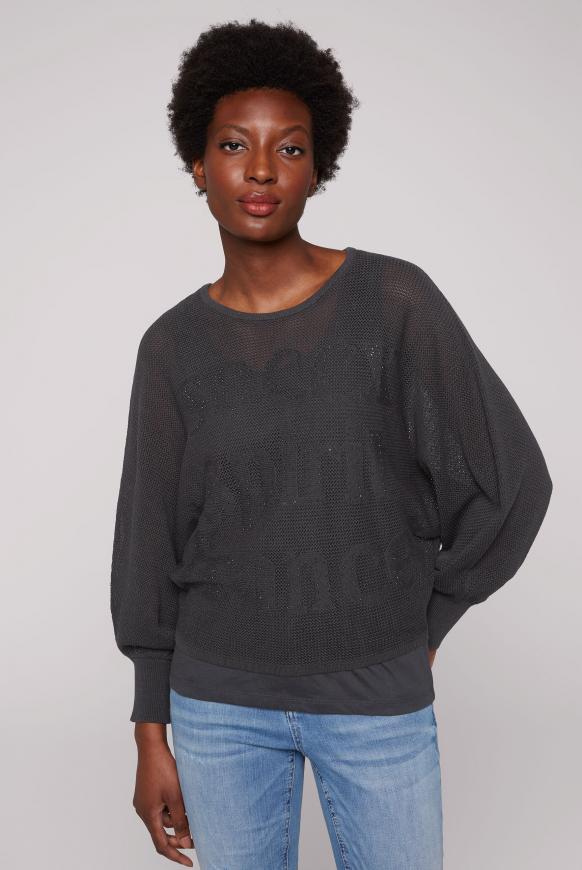 Cropped Mesh-Pullover mit Top, 2-in-1 anthra