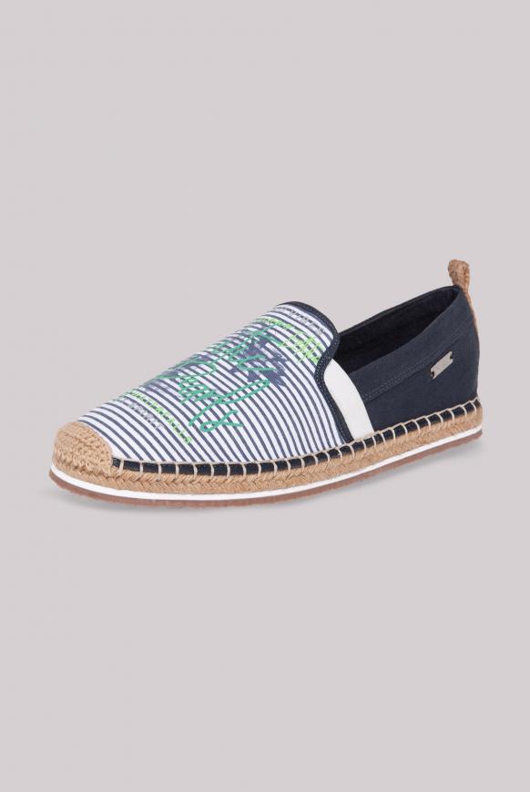 Espadrille mit Streifen-Design und Print white