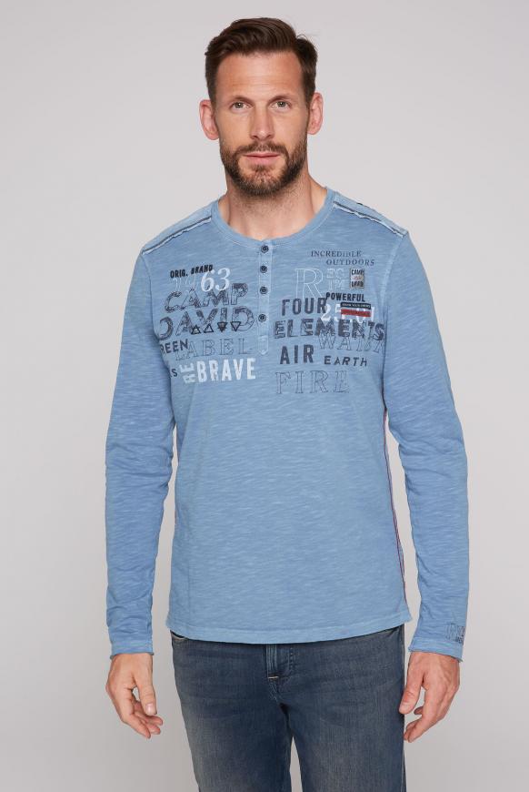 Henley-Langarmshirt im Used Look blue grey