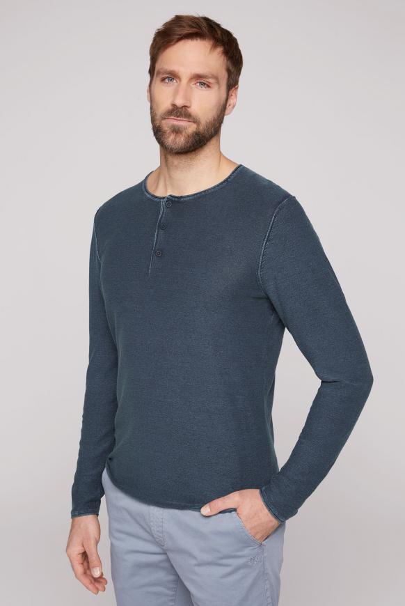 Henley-Shirt aus Feinstrick absolute blue