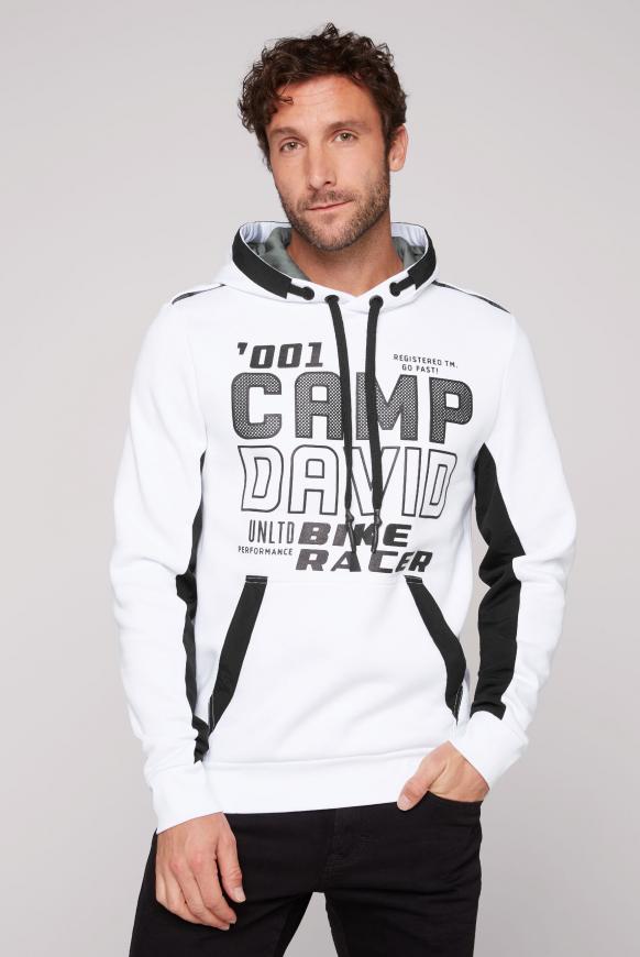 Hoodie im Materialmix mit Logo Artworks opticwhite