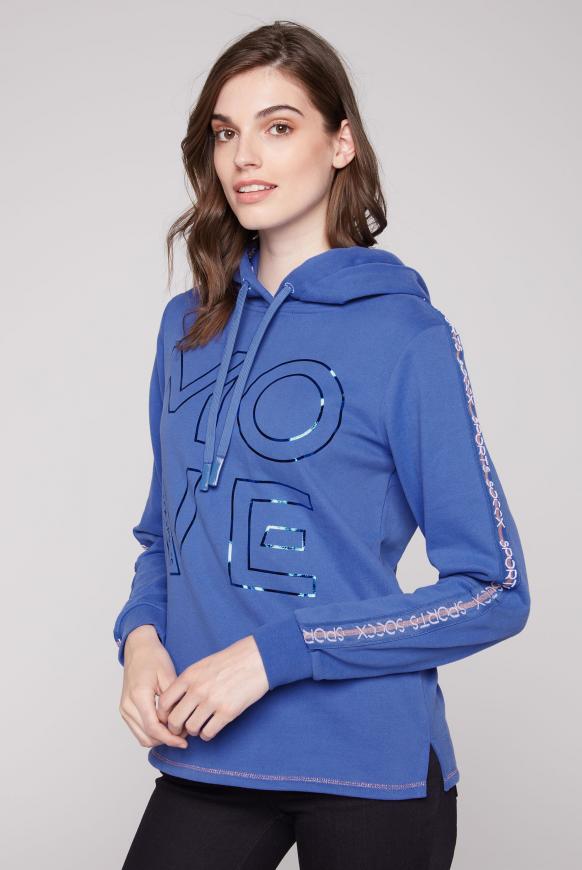 Hoodie mit Logo Tape und Folienprint sporty blue