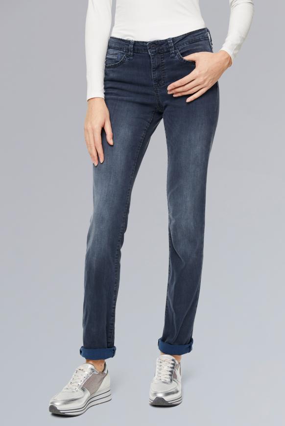 Jeans RO:MY mit breiten Nähten und gefärbter Innenseite grey blue used
