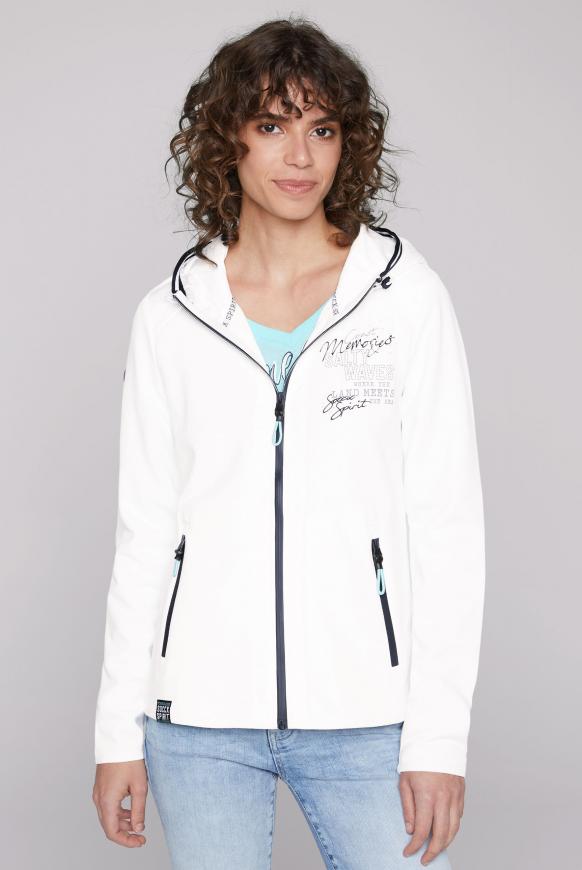 Kapuzenjacke im Materialmix ivory