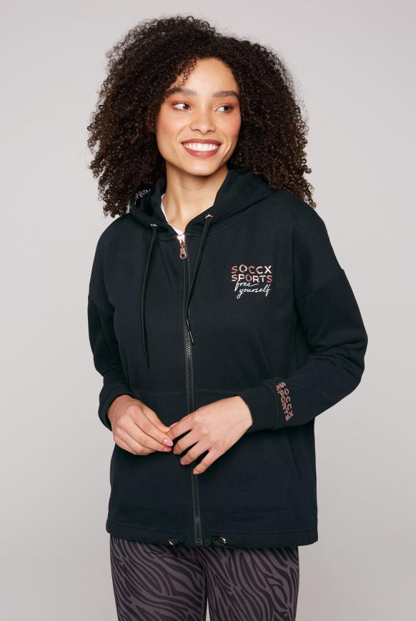Kapuzenjacke mit Rücken-Print black
