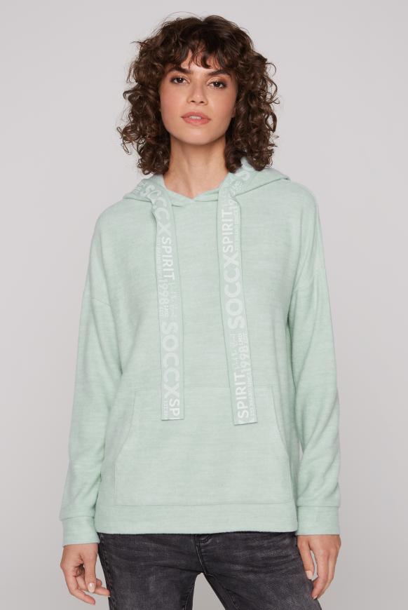 Kapuzenpullover mit Logo-Tape lake melange