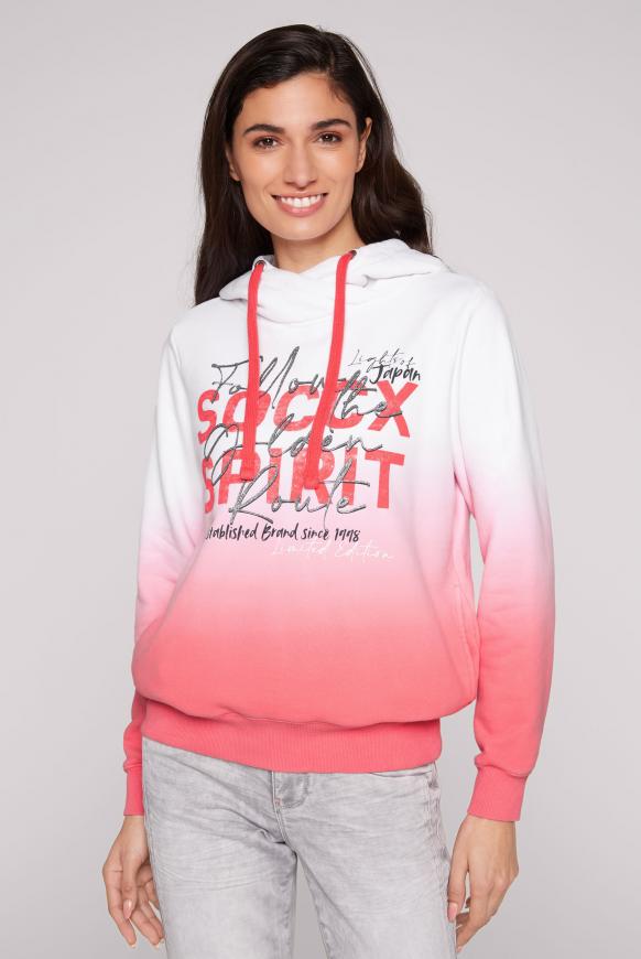 Kapuzensweatshirt Dip Dye mit Artworks opticwhite