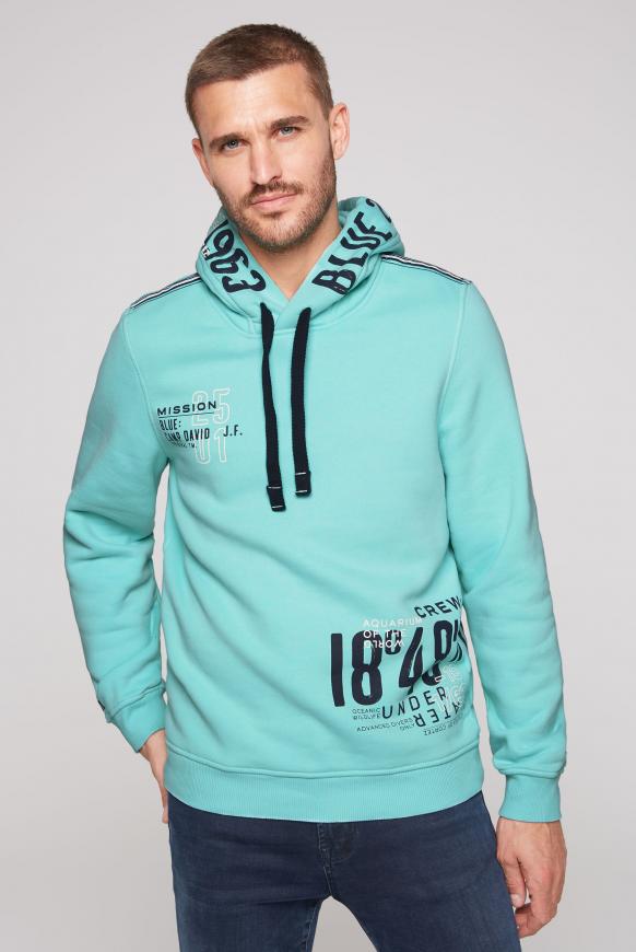 Kapuzensweatshirt mit Label Prints flash aqua