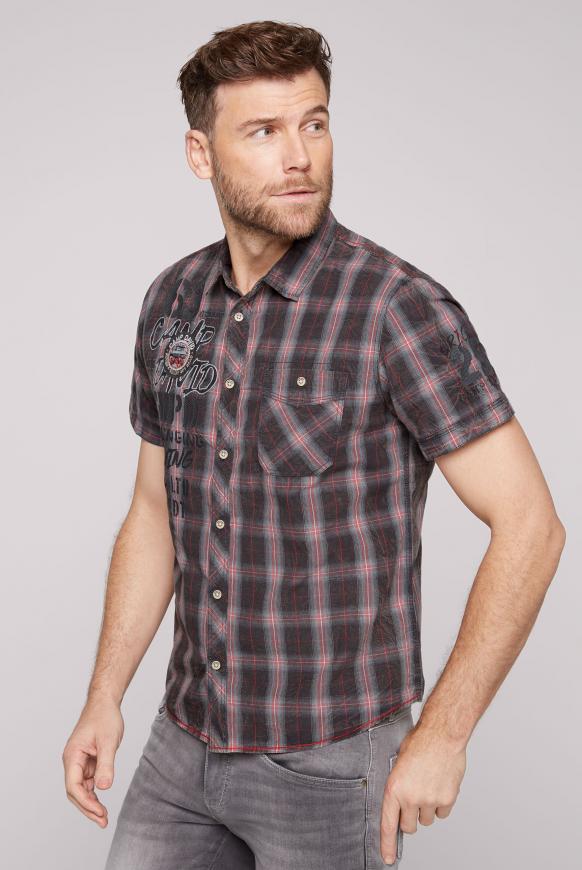 Karohemd Acid Washed mit Label-Applikationen mud