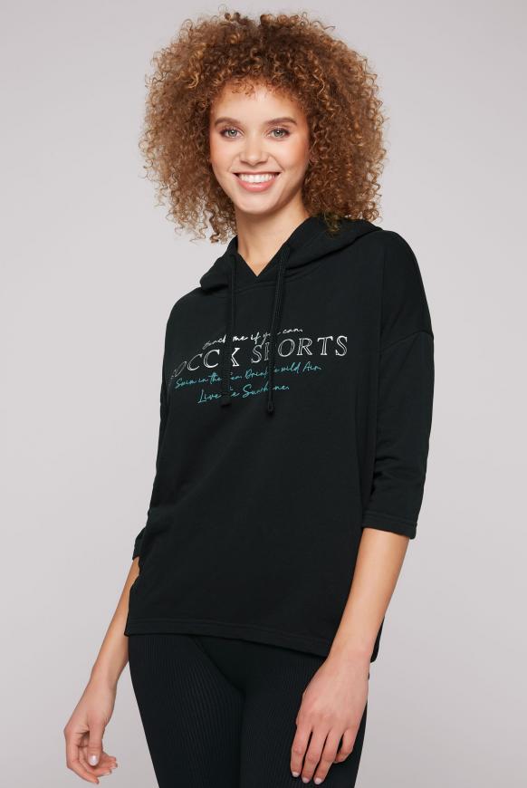 Kurzärmliges Kapuzensweatshirt mit Print black