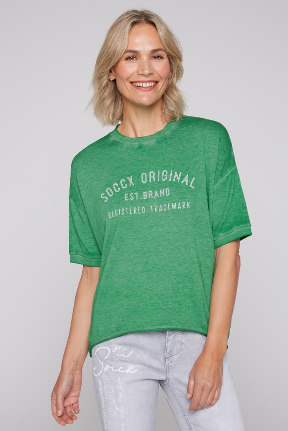 Kurzarm-Sweatshirt mit Retro Logo active green