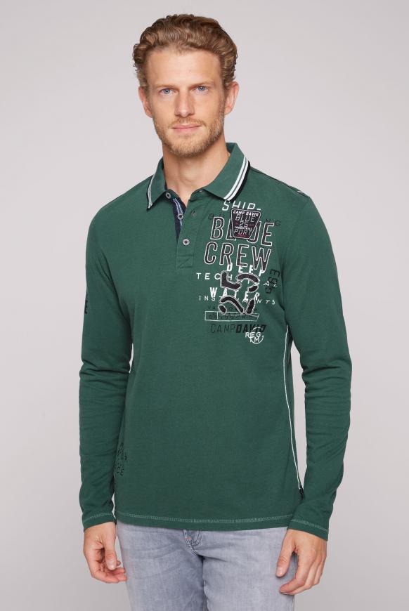 Langarmpolo mit Rücken-Artwork dark green