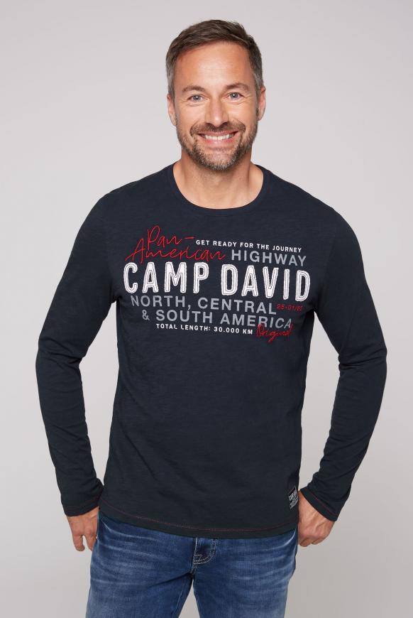 Langarmshirt mit Label-Applikationen blue navy
