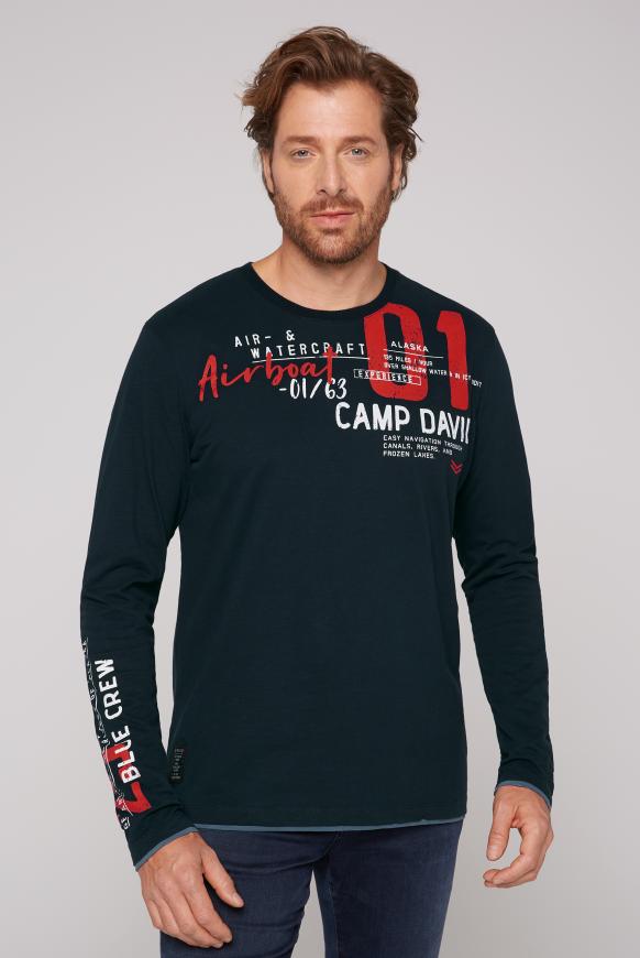 Langarmshirt mit Layering-Details und Prints frozen navy