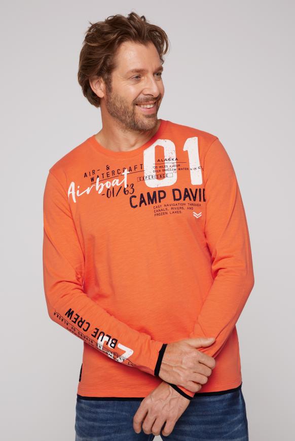 Langarmshirt mit Layering-Details und Prints mission orange