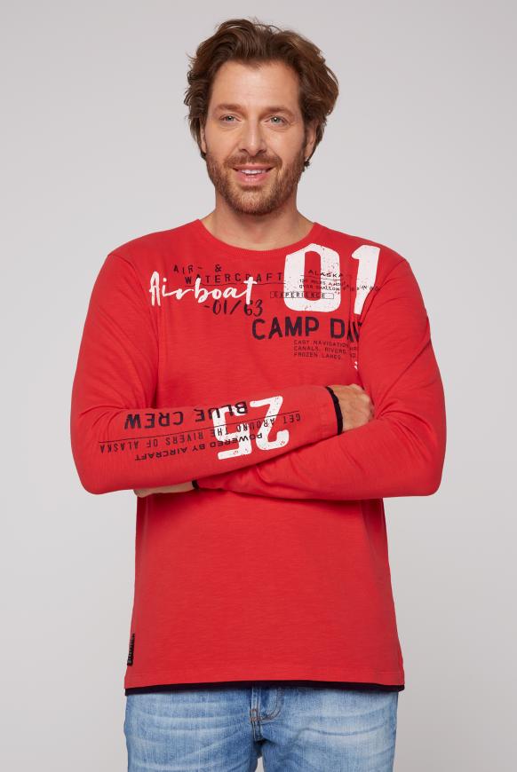 Langarmshirt mit Layering-Details und Prints mission red