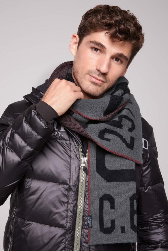 Logo-Schal mit Intarsia-Strick polo grey melange