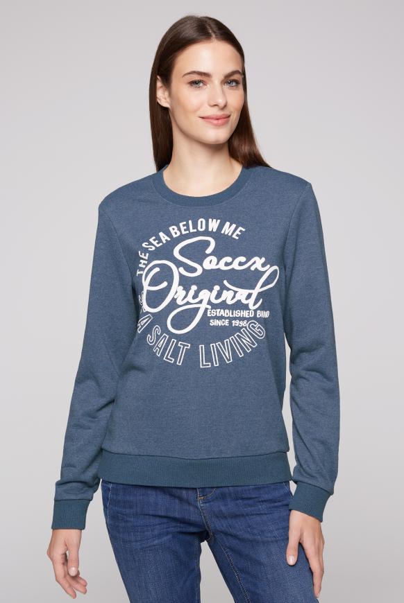 Meliertes Sweatshirt mit Logo Print tinted blue mel