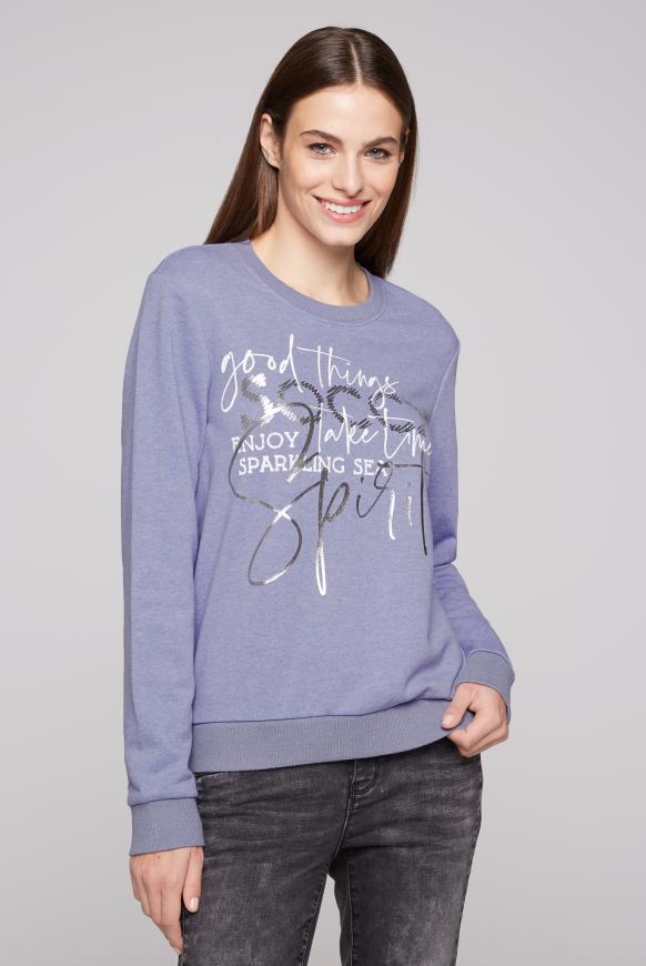 Meliertes Sweatshirt mit Logo Print lavendel mel