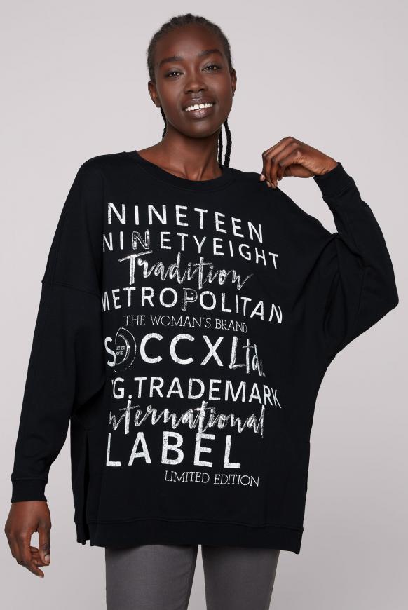 Oversized Sweatshirt mit Pailletten-Wording