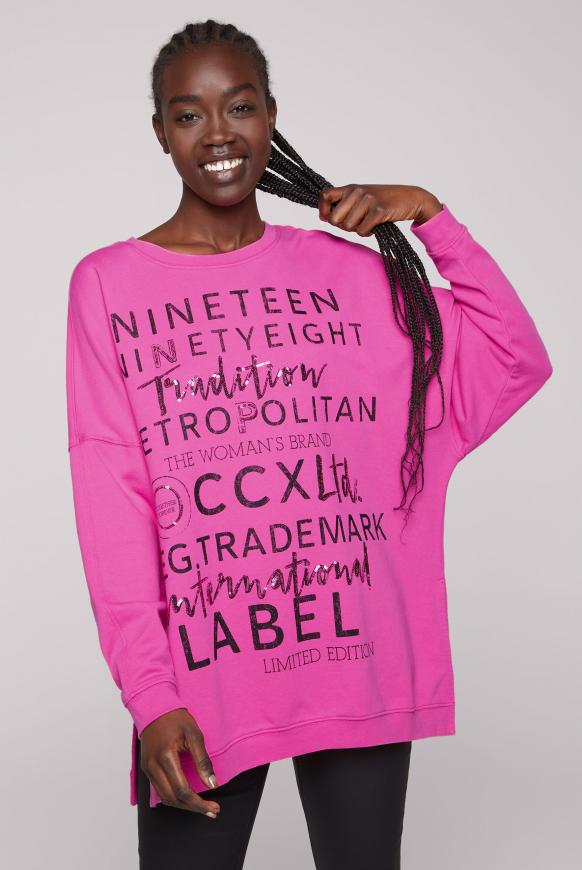 Oversized Sweatshirt mit Pailletten-Wording new pink