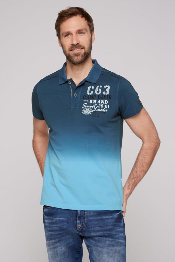Pikee-Polo Dip Dye mit Rücken-Print blue navy / summer aqua