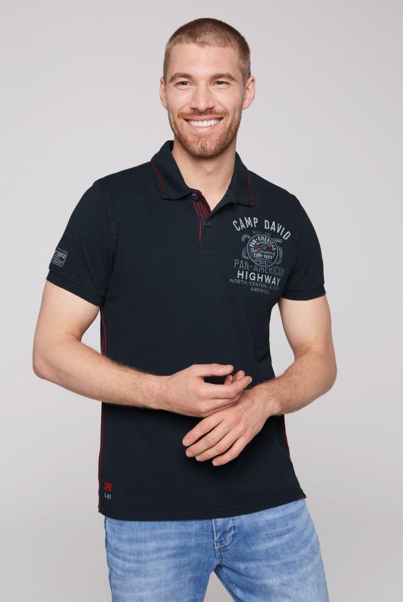 Pikee-Polo mit Rücken-Artwork blue navy