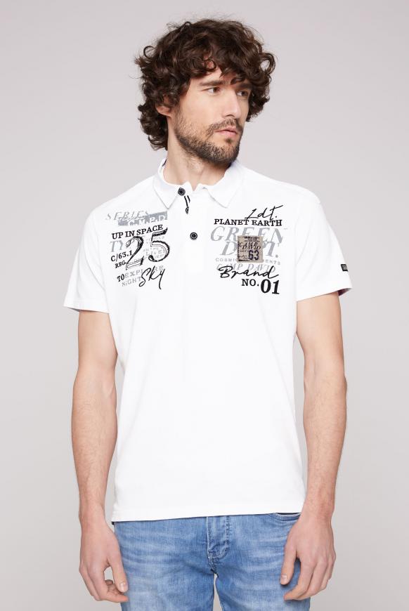 Pikee-Polo mit tonigen Twill-Details opticwhite