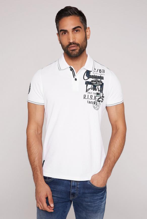 Pikee-Polo mit Trikotkragen und Artworks opticwhite