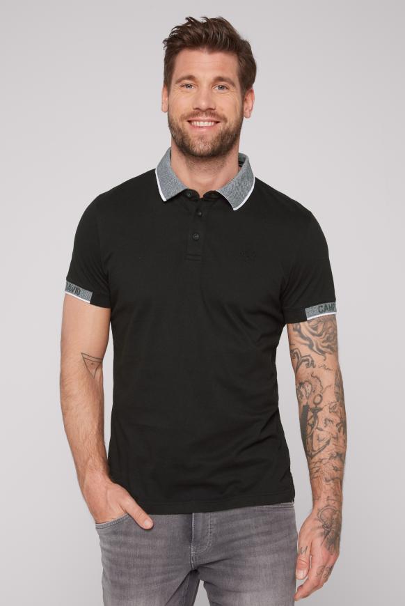 Pikee-Polo mit Two-Tone-Details black
