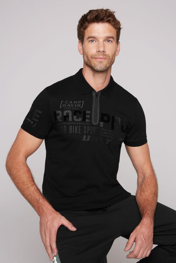 Poloshirt mit Flock- und Folienprints black