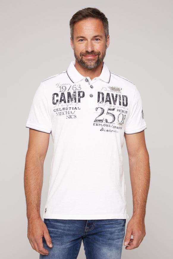 Poloshirt mit Label-Applikationen opticwhite