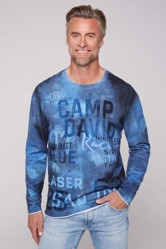 Pullover mit All Over Print blue navy