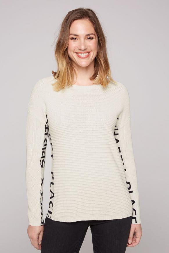 Pullover mit Intarsien-Logo ivory