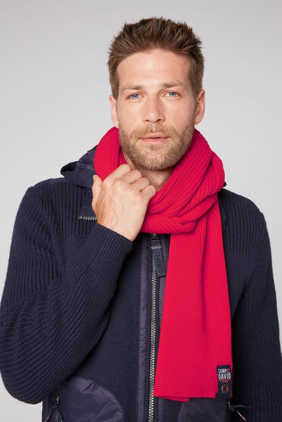 Schal in Rippstrick mit Label Patch mission red