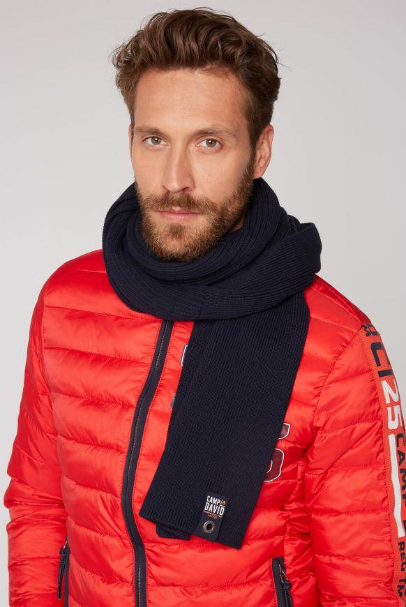 Schal in Rippstrick mit Label Patch deep sea